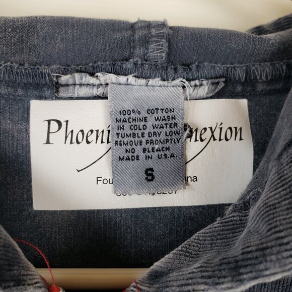 Phoenix Conexion Wearable Art Hand Painted Gray Corduroy Hooded Jacket. Size S - Picture 2 of 9